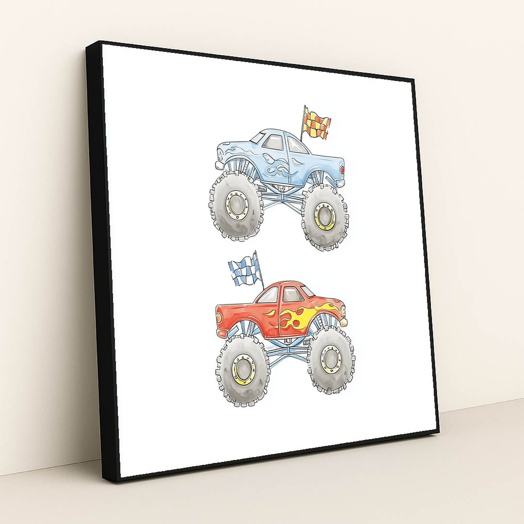Monster Truck Mayhem by Melissa King - Black Frame Stretchiez