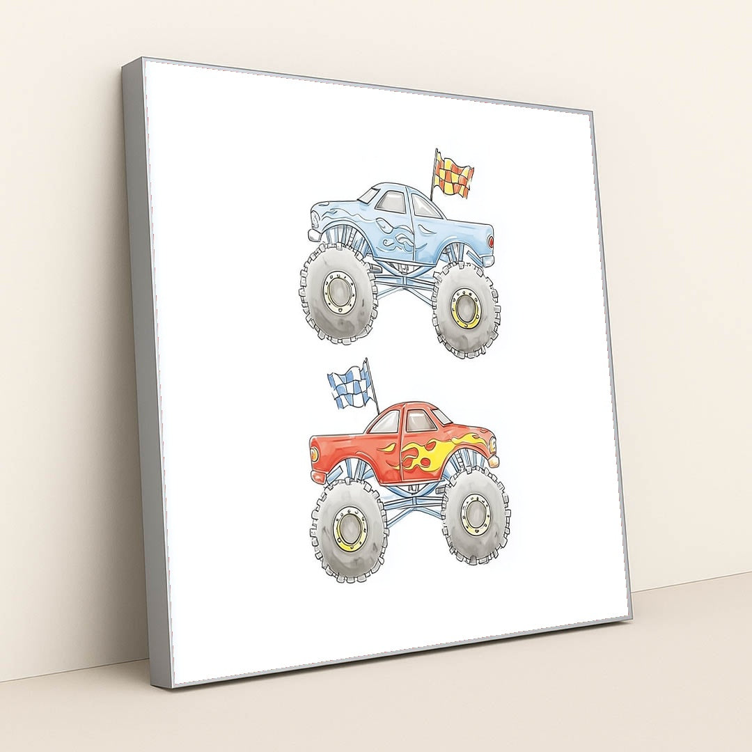 Monster Truck Mayhem by Melissa King - Silver Frame Stretchiez