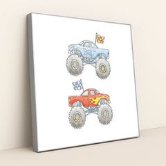 Monster Truck Mayhem by Melissa King - Silver Frame Stretchiez