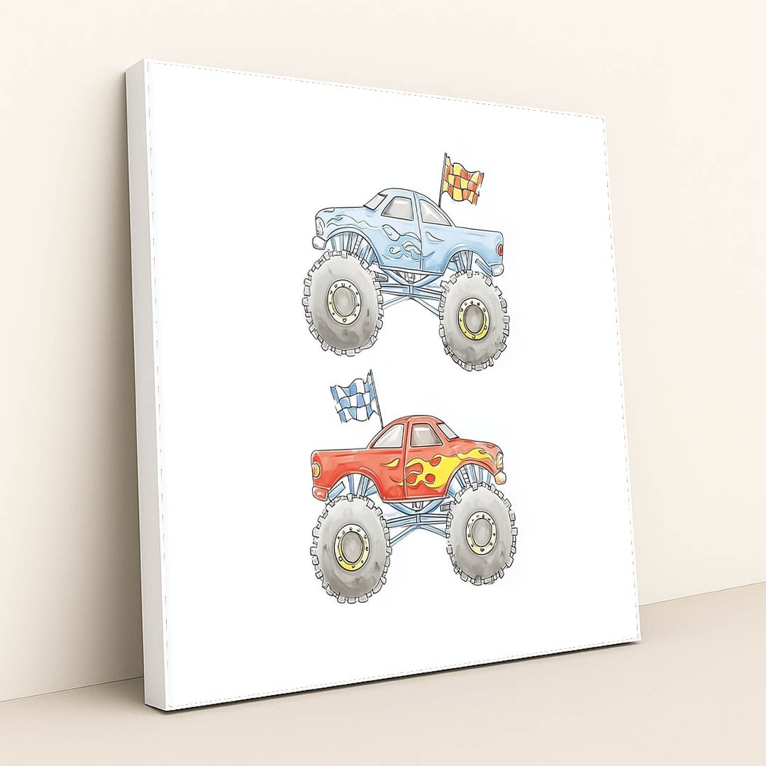 Monster Truck Mayhem by Melissa King - White Frame Stretchiez