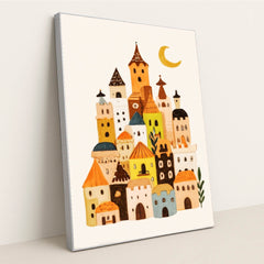 Moon Over the Storybook Village by Melissa King - Silver Frame Stretchiez