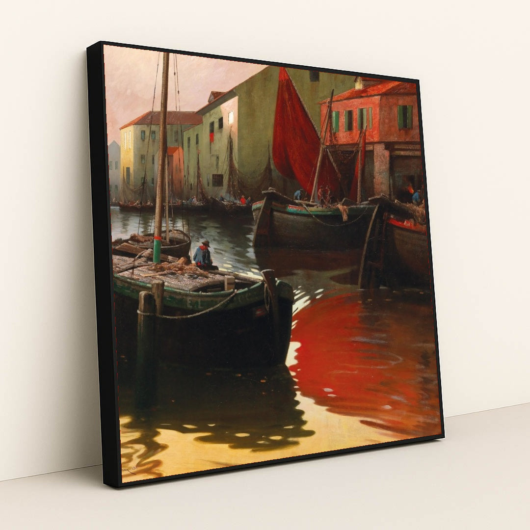 Motif Of Chioggia by Adolf Kaufmann - Black Frame Stretchiez