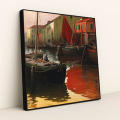 Motif Of Chioggia by Adolf Kaufmann - Black Frame Stretchiez