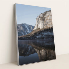 Snow-Capped Mountain and Pine Forest Reflected in Calm Lake by Ahmet Yüksek ✪ - Silver Frame Stretchiez
