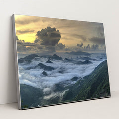 Mountain Sunset Vista by Quang Nguyen Vinh - Silver Frame Stretchiez