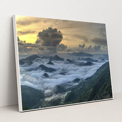 Mountain Sunset Vista by Quang Nguyen Vinh - White Frame Stretchiez