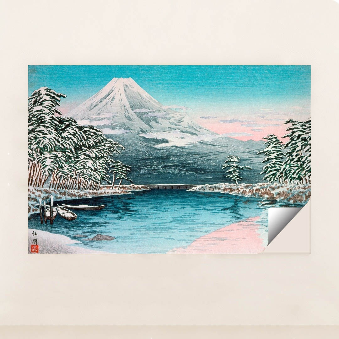 Mt. Fuji from Tagonoura, Snow Scene (1932) by Takahashi Hiroaki - Peeliez