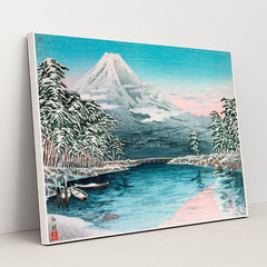 Mt. Fuji from Tagonoura, Snow Scene (1932) by Takahashi Hiroaki - White Frame Stretchiez