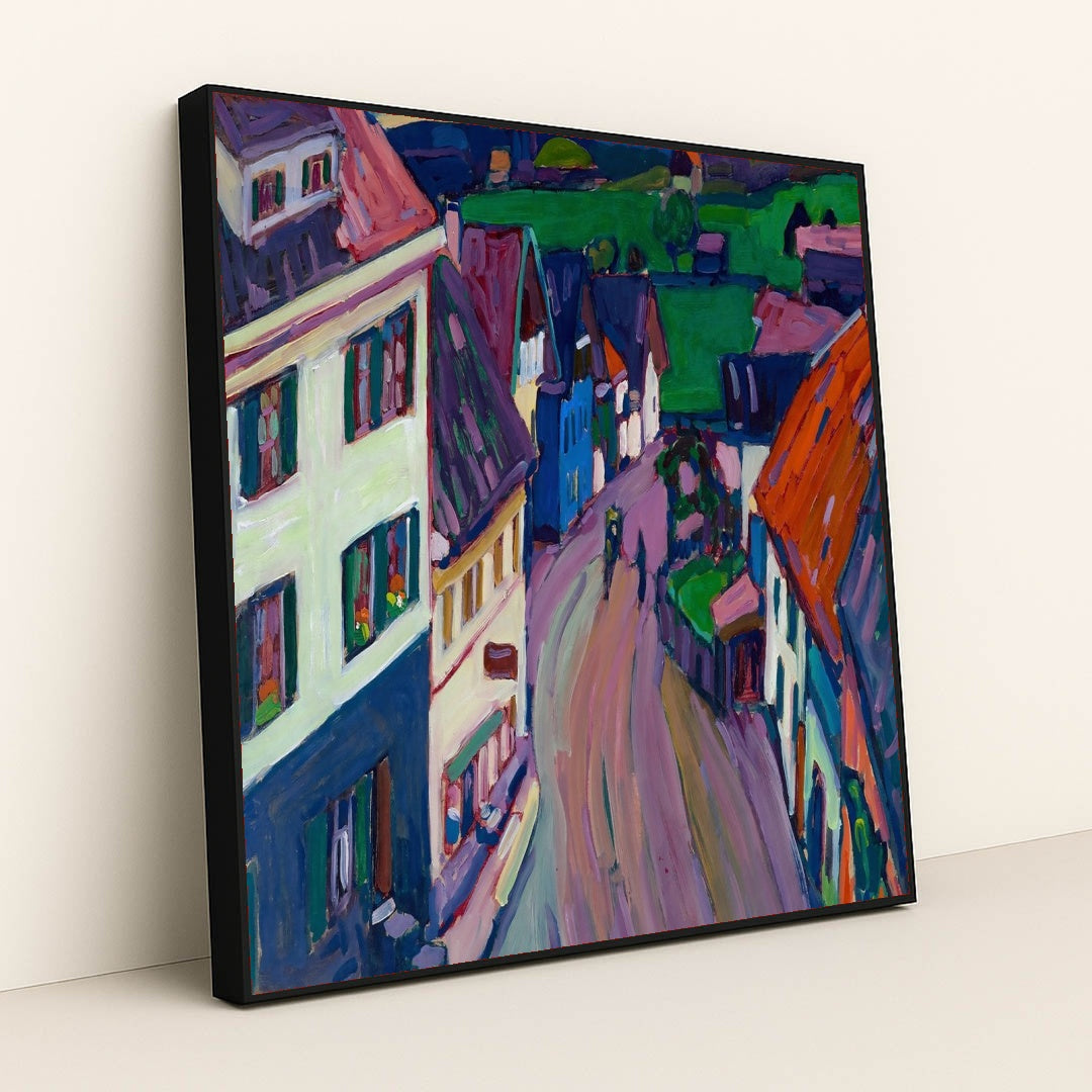 Murnau – View from the window of the Griesbräu (1908) by Wassily Kandinsky - Black Frame Stretchiez