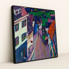 Murnau – View from the window of the Griesbräu (1908) by Wassily Kandinsky - Black Frame Stretchiez