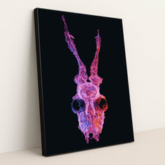 Neon Animal Skull with Antlers by Marek Piwnicki - Black Frame Stretchiez
