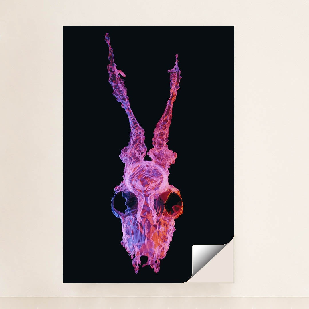 Neon Animal Skull with Antlers by Marek Piwnicki - Peeliez
