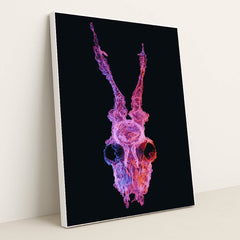Neon Animal Skull with Antlers by Marek Piwnicki - White Frame Stretchiez