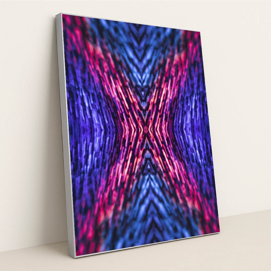 Vibrant Neon Kaleidoscope by Marek Piwnicki - Silver Frame Stretchiez