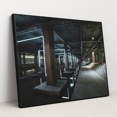 Neon Reflections in Abandoned Industry by KOREAN JH - Black Frame Stretchiez