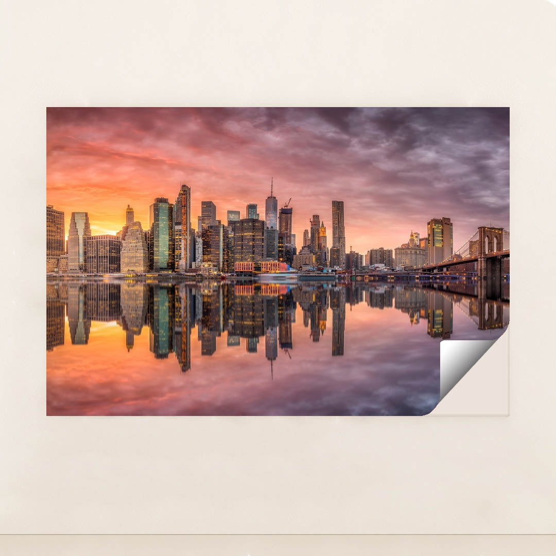 Sunset Serenity: Iconic New York City Skyline at Dusk by Anonymous - Peeliez