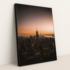 New York City Skyline at Sunset by Kyle Miller - Black Frame Stretchiez