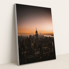 New York City Skyline at Sunset by Kyle Miller - Silver Frame Stretchiez
