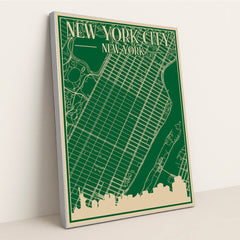 New York City Urban Blueprint Map by Anonymous - Silver Frame Stretchiez