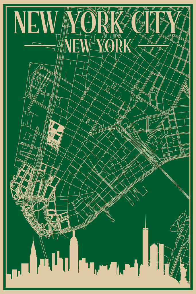 Blueprint of Downtown New York City Architecture by Anonymous