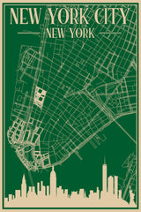 Blueprint of Downtown New York City Architecture by Anonymous