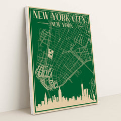 Blueprint of Downtown New York City Architecture by Anonymous - White Frame Stretchiez
