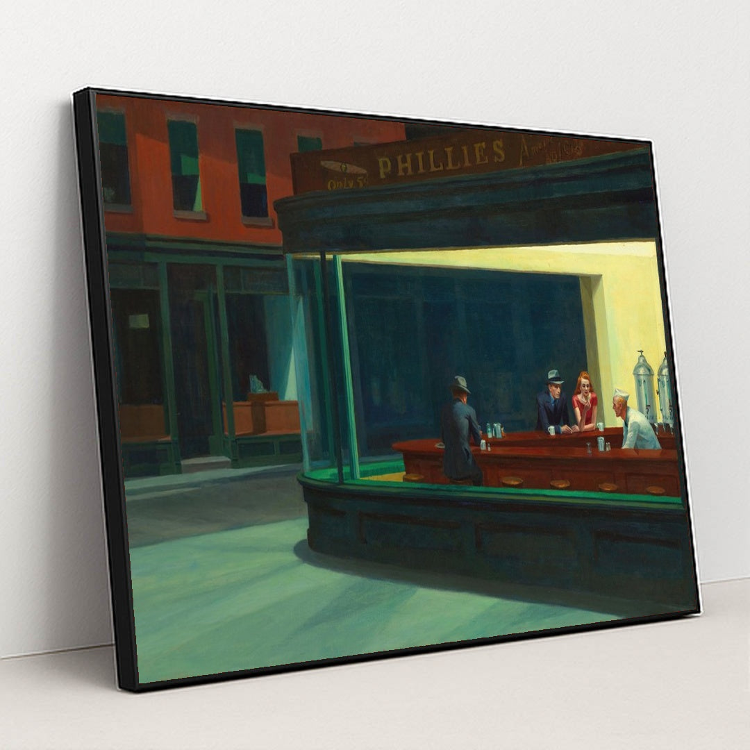 Nighthawks by Edward Hopper - Black Frame Stretchiez