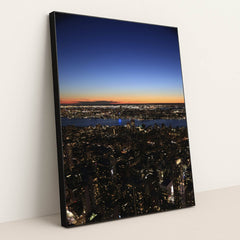 Twilight Skyline of New York City by Kendrick Chen - Black Frame Stretchiez