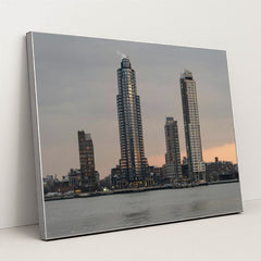 Sunset Reflections Over NYC Skyscrapers by _ Whittington - Silver Frame Stretchiez