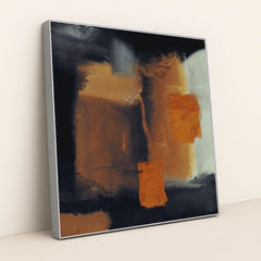 Bold Orange and Black Abstract Statement Piece by Steve Johnson - Silver Frame Stretchiez