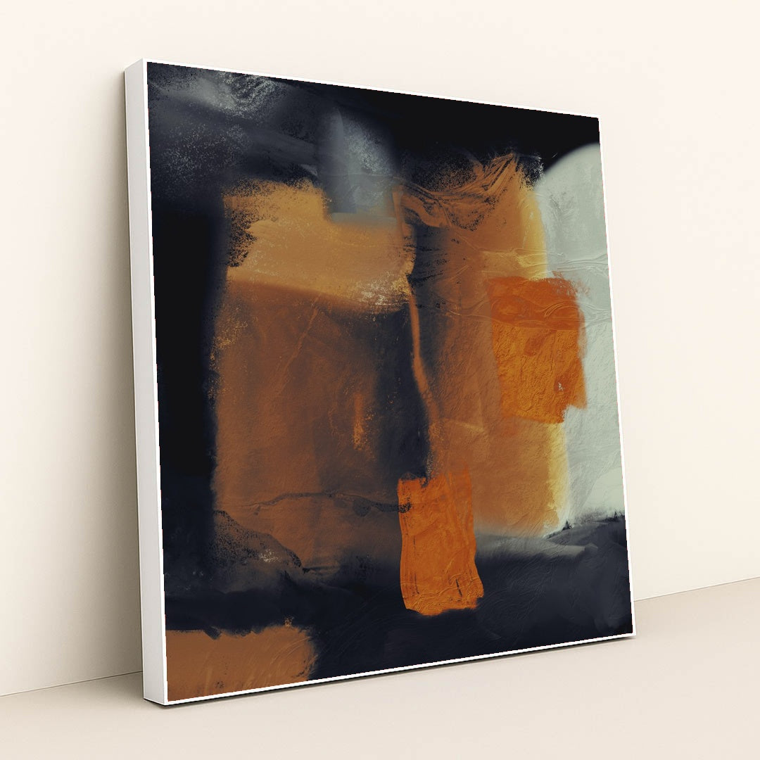 Bold Orange and Black Abstract Statement Piece by Steve Johnson - White Frame Stretchiez
