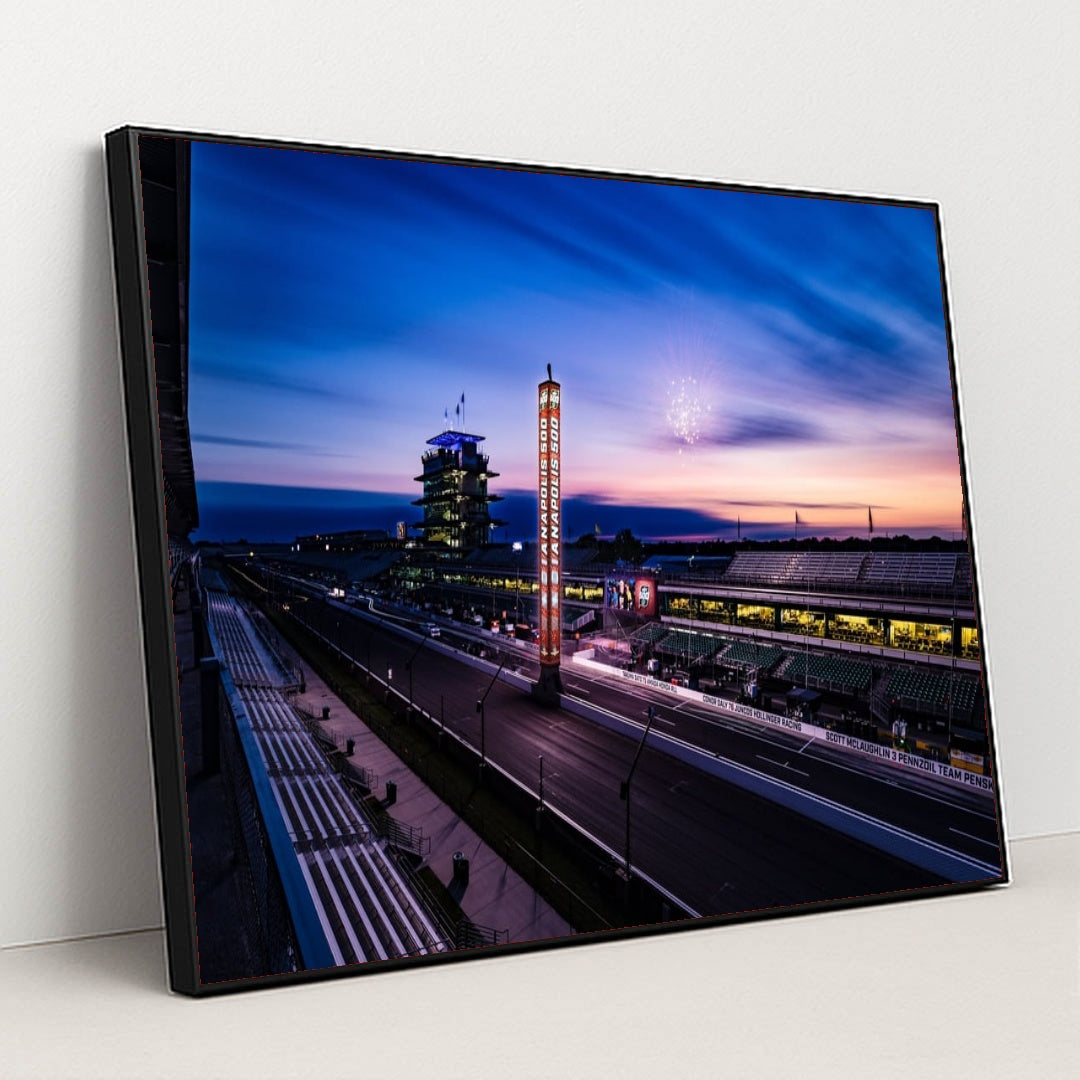 Pagoda and Pylon — 109th Running of the Indianapolis 500 | Full Speed by Karl Zemlin - Black Frame Stretchiez