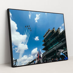 Pagoda and Pylon — Indianapolis 500 US Air Force Flyover by Indycar Photography - Black Frame Stretchiez