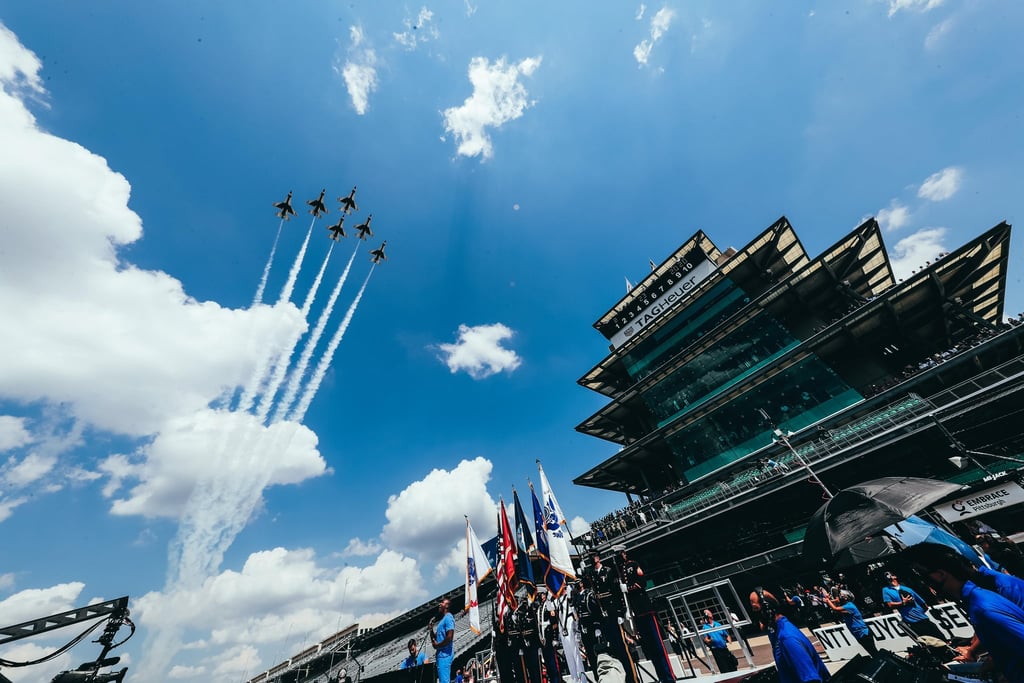Pagoda and Pylon — Indianapolis 500 US Air Force Flyover by Indycar Photography