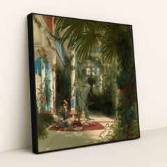 The Interior of the Palm House on the Pfaueninsel Near Potsdam by Carl Blechen - Black Frame Stretchiez