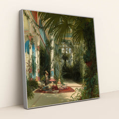The Interior of the Palm House on the Pfaueninsel Near Potsdam by Carl Blechen - Silver Frame Stretchiez