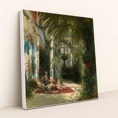 The Interior of the Palm House on the Pfaueninsel Near Potsdam by Carl Blechen - White Frame Stretchiez