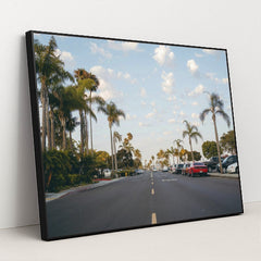 Palm-Lined Street in San Diego by Matt Hardy - Black Frame Stretchiez
