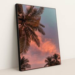 Palm Trees at Sunset by Mel Elías - Black Frame Stretchiez