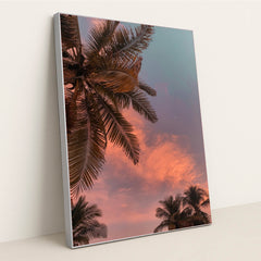Palm Trees at Sunset by Mel Elías - Silver Frame Stretchiez