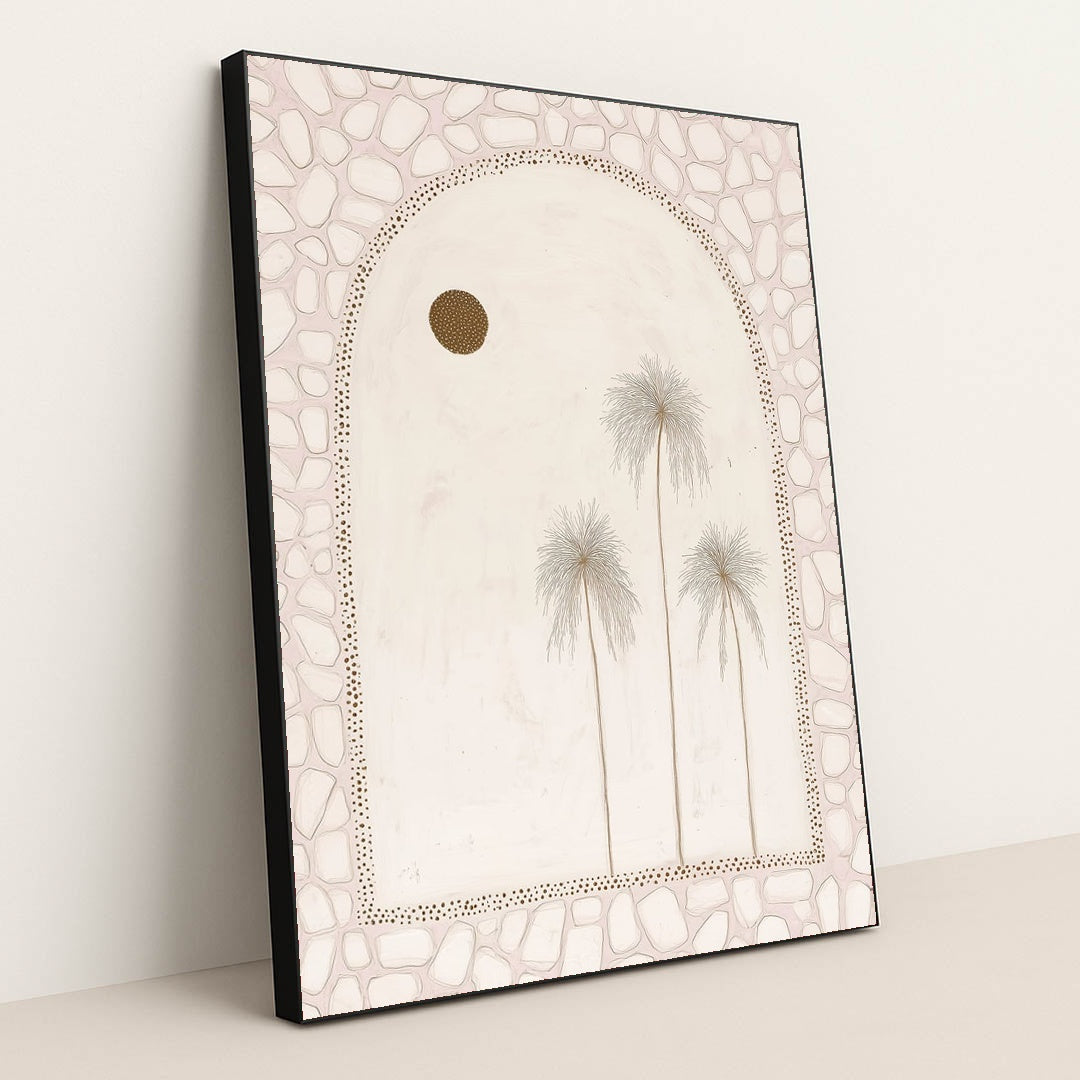 Palms in Pale Gold by Celeste - Black Frame Stretchiez