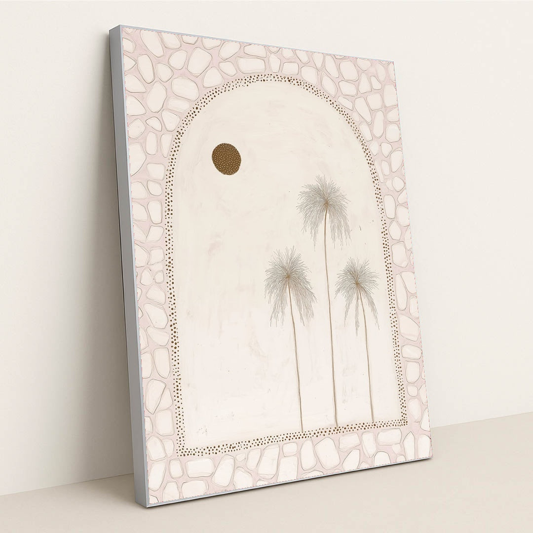 Palms in Pale Gold by Celeste - Silver Frame Stretchiez