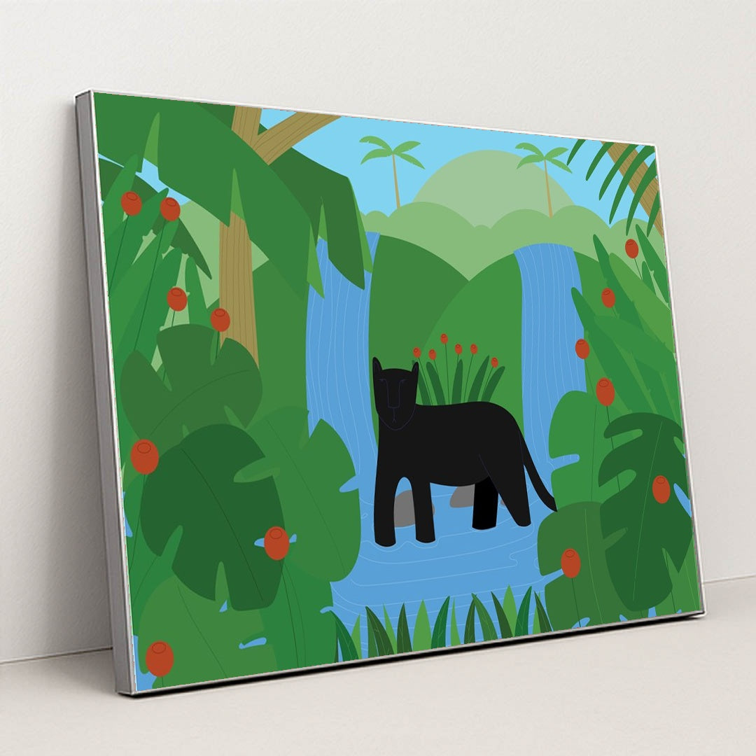 Majestic Panther in the Jungle by Luisa Roth - Silver Frame Stretchiez