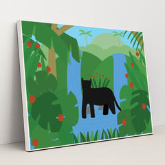 Majestic Panther in the Jungle by Luisa Roth - White Frame Stretchiez