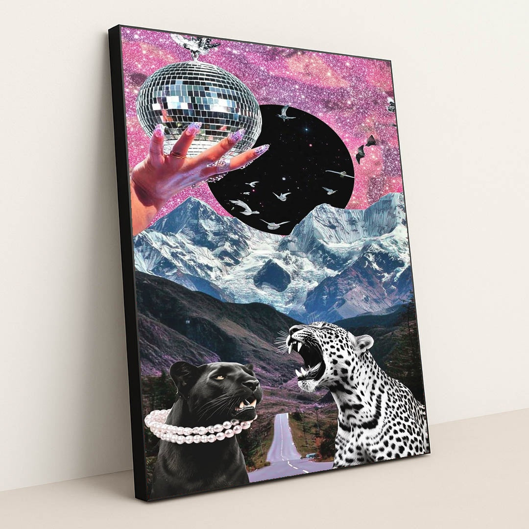 Panther in Pearls by Kyle Baugh - Black Frame Stretchiez