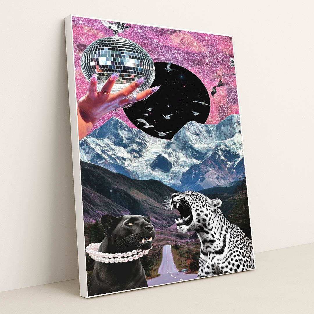 Panther in Pearls by Kyle Baugh - White Frame Stretchiez