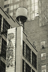 _ Whittington - Industrial charm in a New York cityscape featuring a vintage water tower and retro signage.