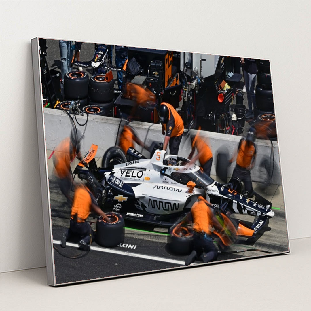 Pato O'Ward — 2025 Year in Photos at IMS | Trackside Action by Walt Kuhn - Silver Frame Stretchiez