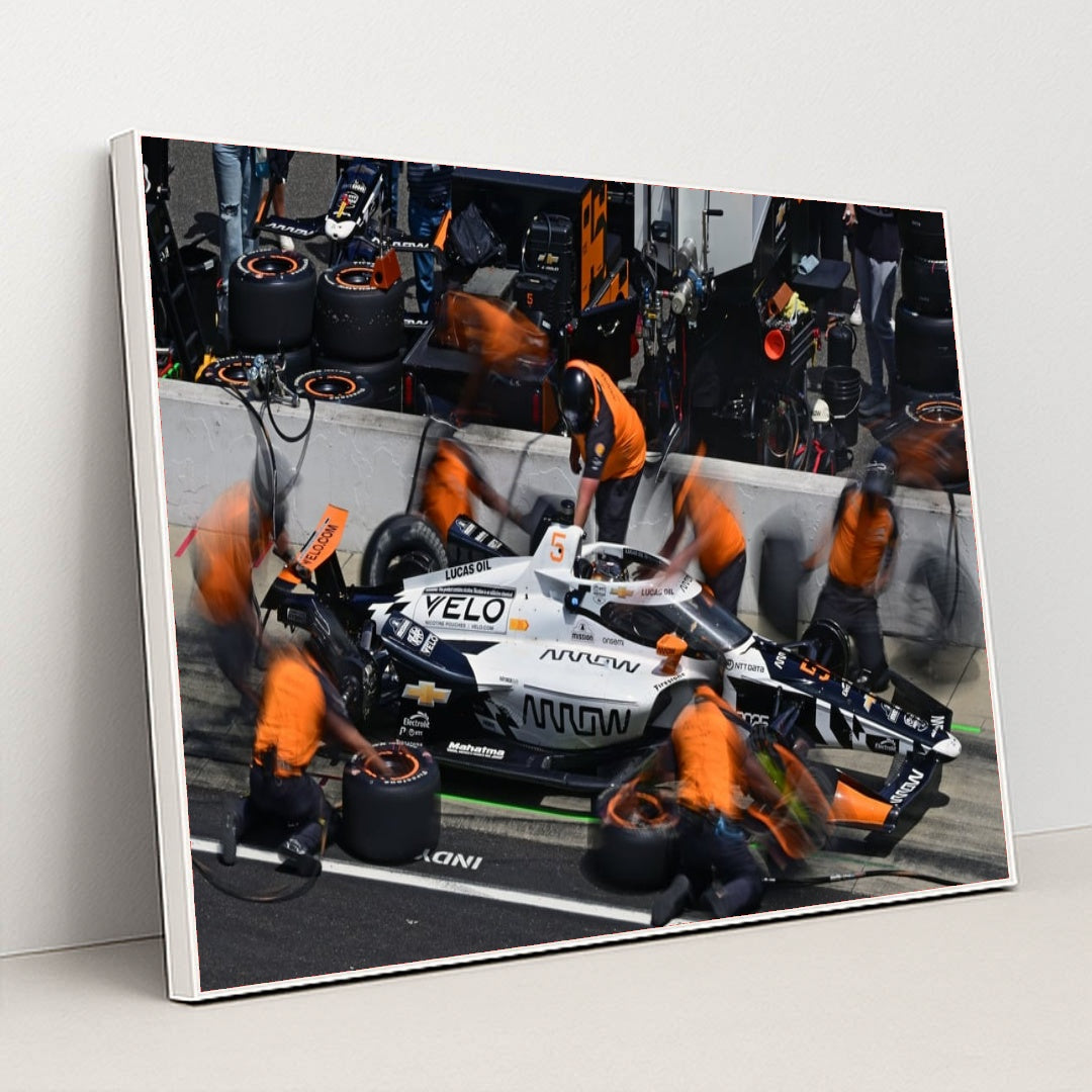 Pato O'Ward — 2025 Year in Photos at IMS | Trackside Action by Walt Kuhn - White Frame Stretchiez