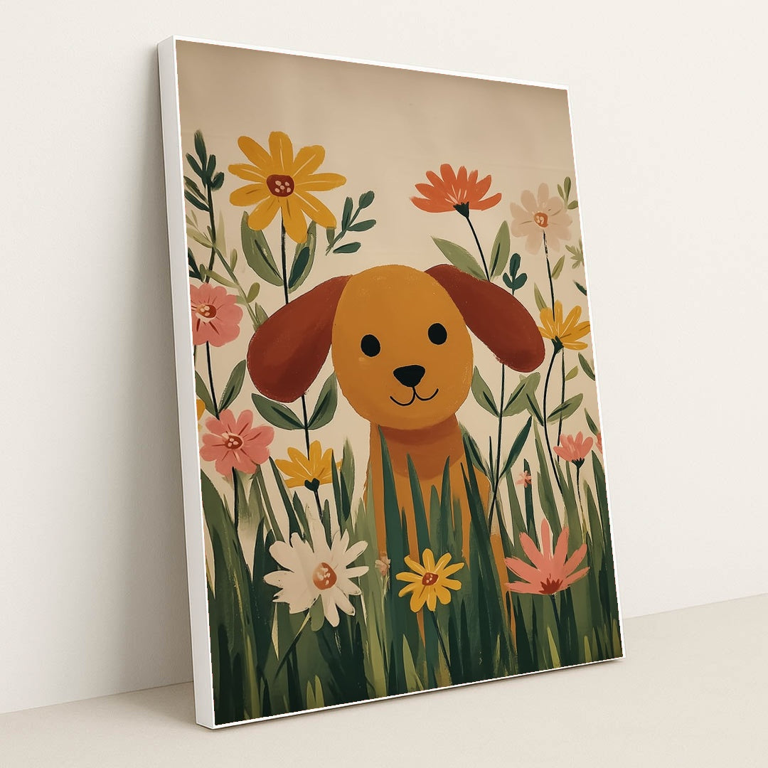 Peek-a-Boo Puppy by Melissa King - White Frame Stretchiez